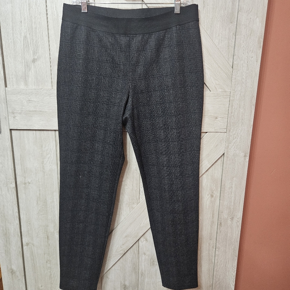 Talbots Black Plaid Pull-On Pants - Size L
